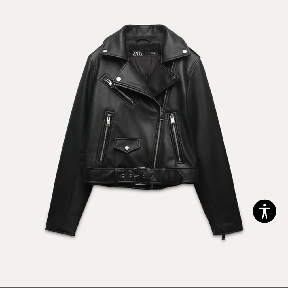 Zara leather jacket FAUX LEATHER BIKER JACKET